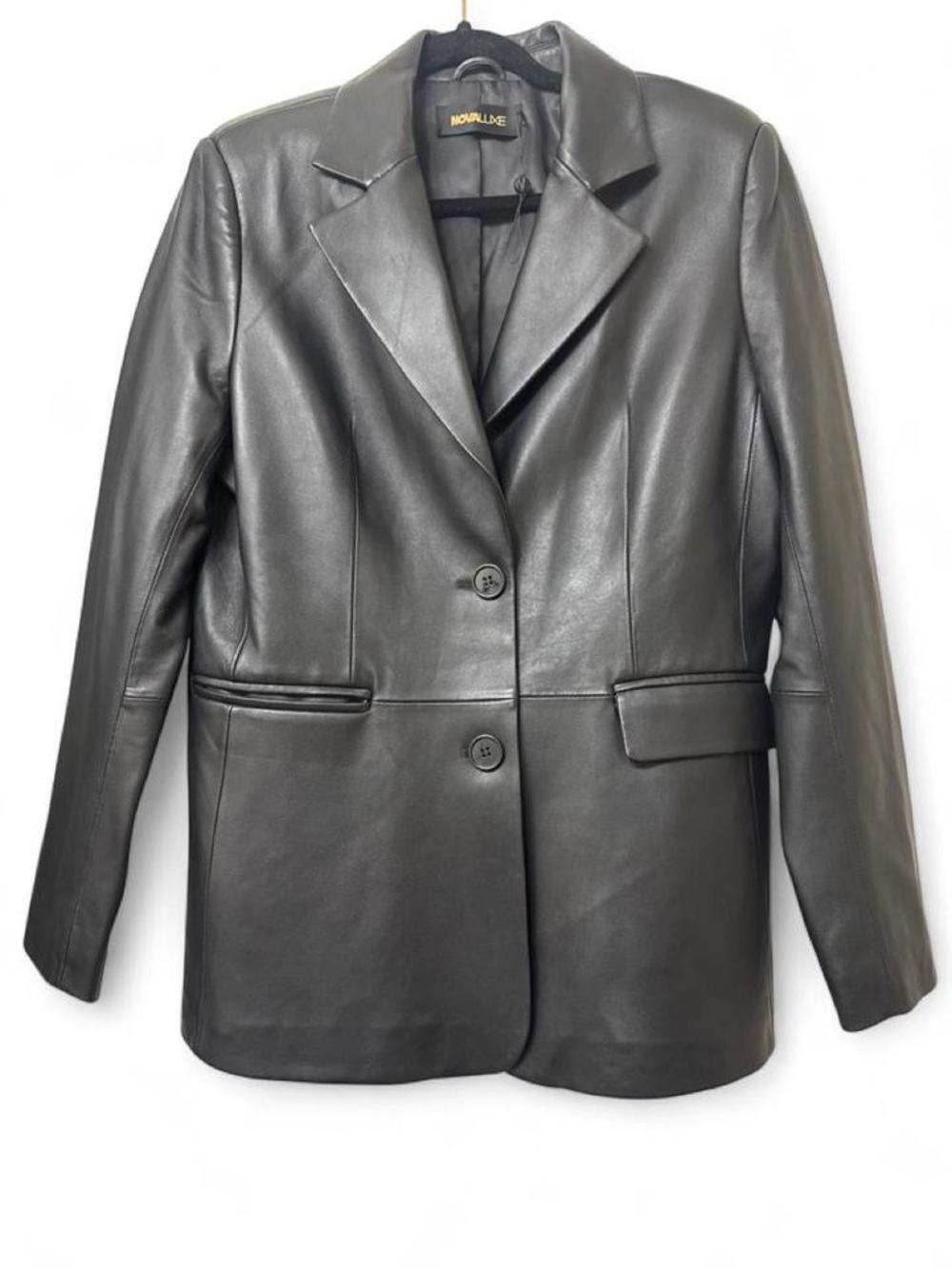 Fashion Nova Luxe Genuine Leather double -Breasted Blazer Jacket